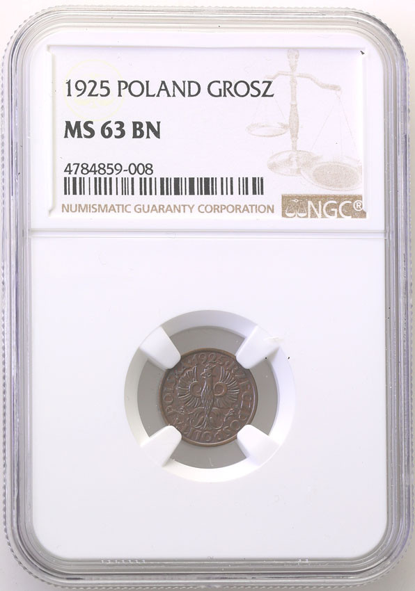 II RP. 1 grosz 1925 NGC MS63 BN